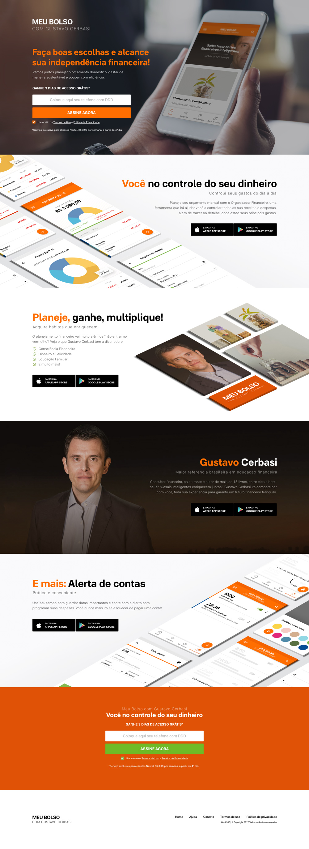 Tela desktop da landing page