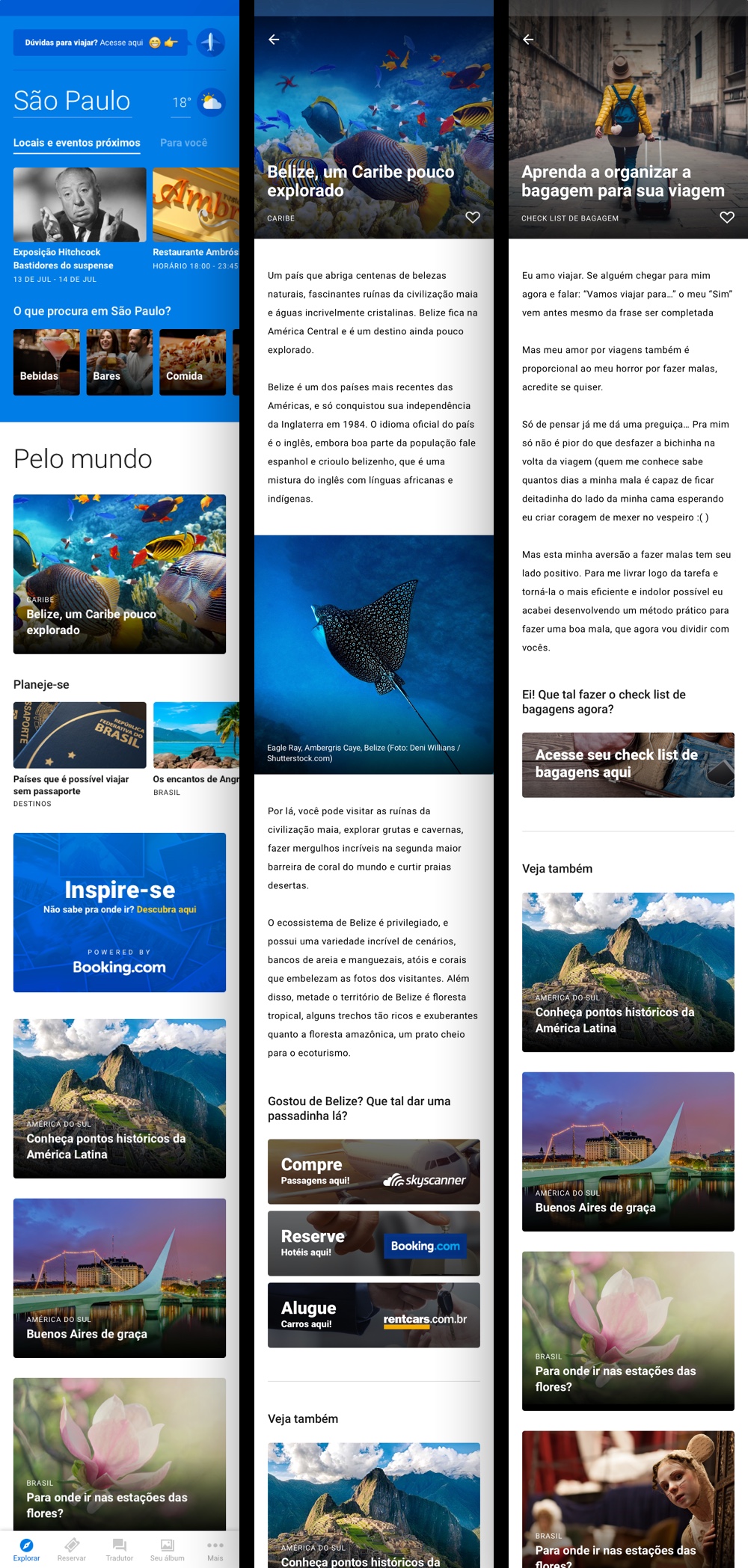 Telas de conteúdo